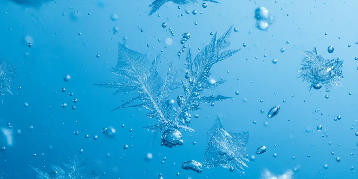 Hideg víz felszíne lebegő jégkristályokkal