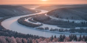 téli kirándulás autóval – havas Dunakanyar panoráma